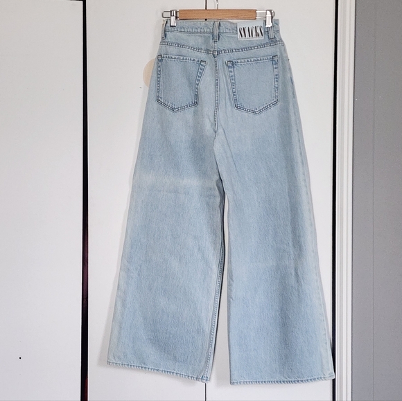 Mother Denim Snacks Light Blue Wide-Leg Women's Jeans - Picture 2 of 6